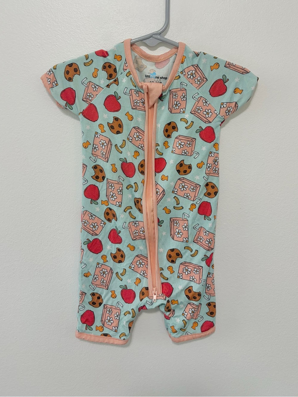 Little One Shop Baby Short Zip Romper with Fruit & Snack Print - 12-18 Months